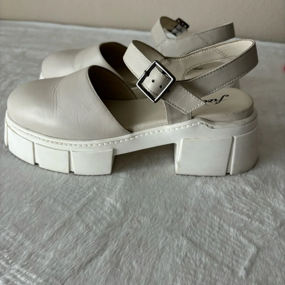 Free People Cream Chunky Platform Mary Jane Sandals